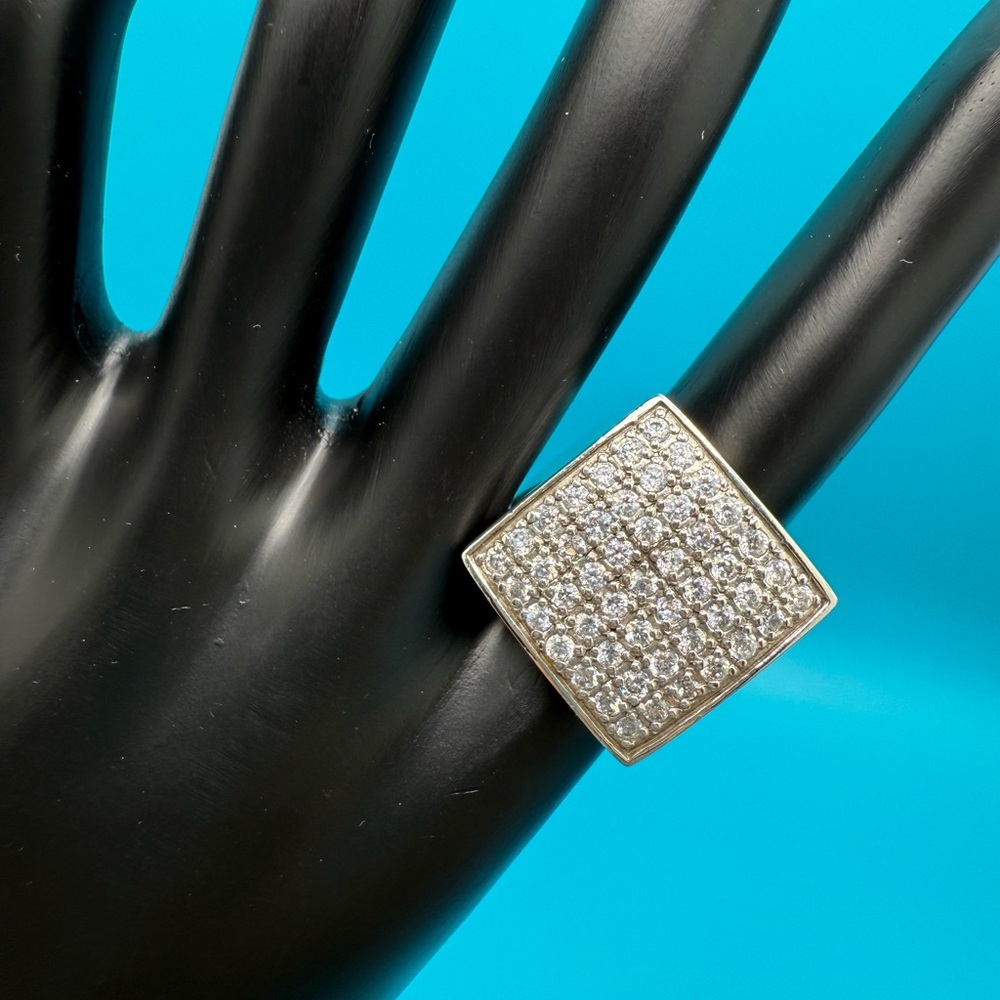 Square Silver Rhinestone Ring - image 3